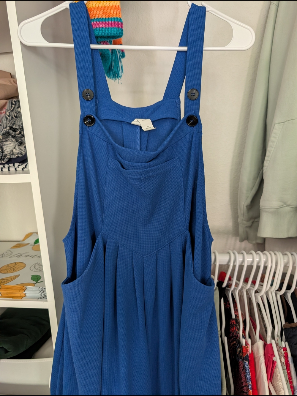 HALARA Royal Blue Wide-Leg Button-Strap Jumpsuit Overalls Maternity Size L - Picture 2 of 8